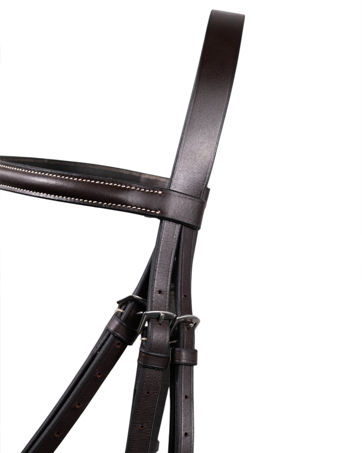 Raised Fancy Stitched Hunter Bridle with 1" Noseband Unpadded with Leather Laced Reins